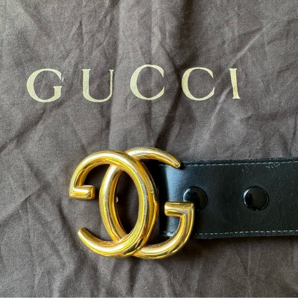 Gucci Vintage GG Black Leather Belt, Size 85 - Picture 12 of 12